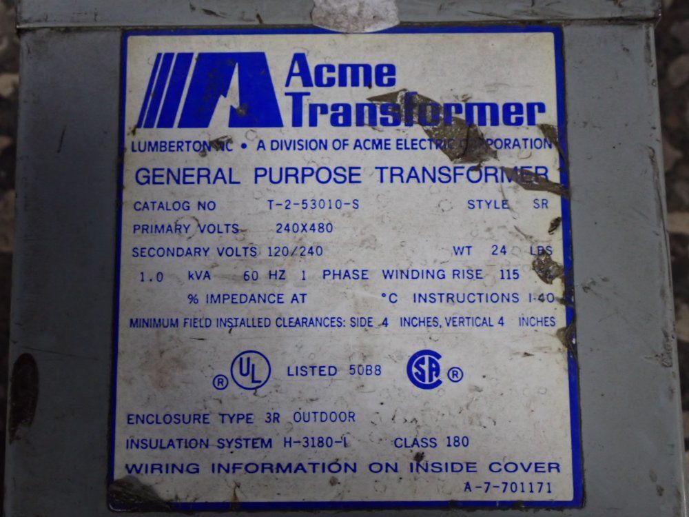 Acme 1 Kva Transformer - T-2-53010-s