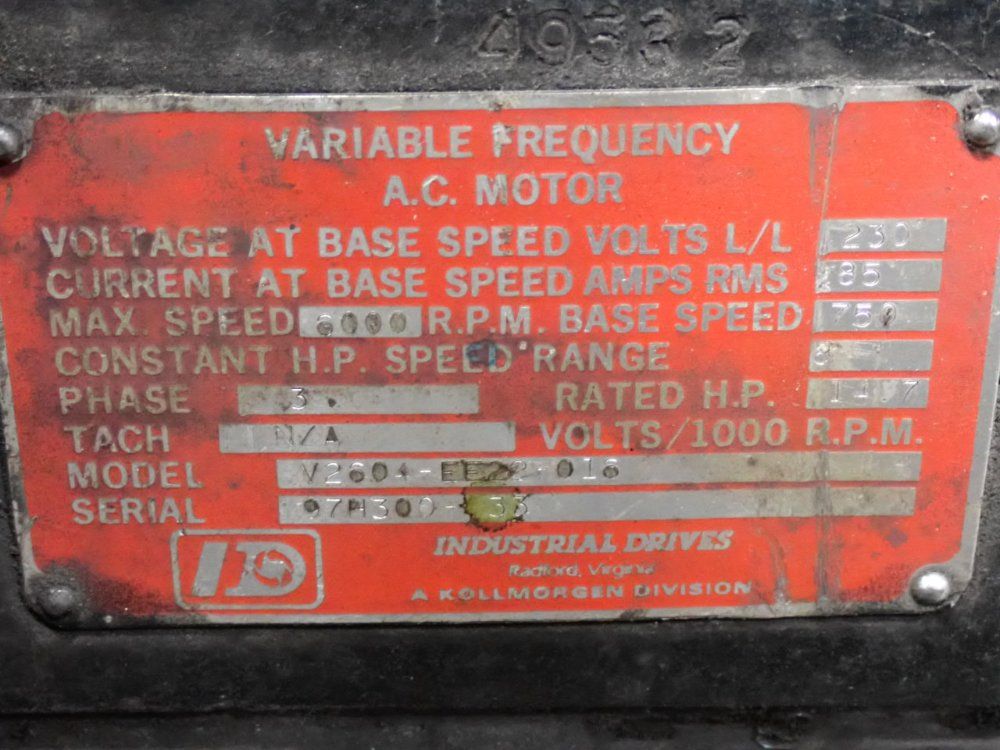 Industrial Drive 6000 Rpm Servo Motor - V2604-fe22-016