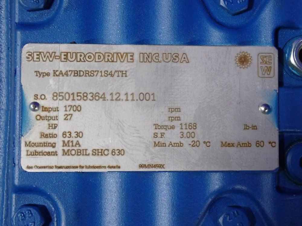 Sew-eurodrive .5 Hp Gear Drive - Ka47bdrs71s4/th