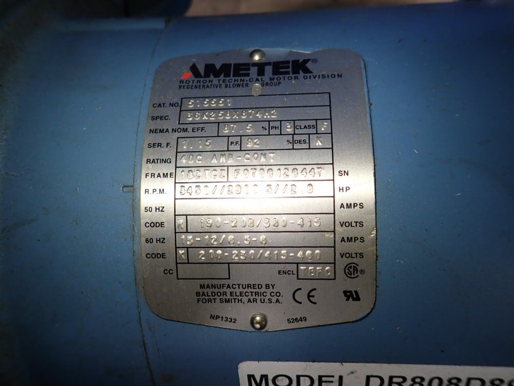Ametek 2.8 Hp Blower - Dr808d89mxa