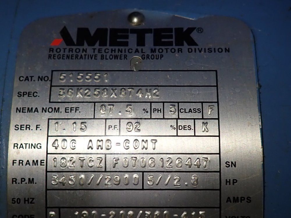 Ametek 2.8 Hp Blower - Dr808d89mxa