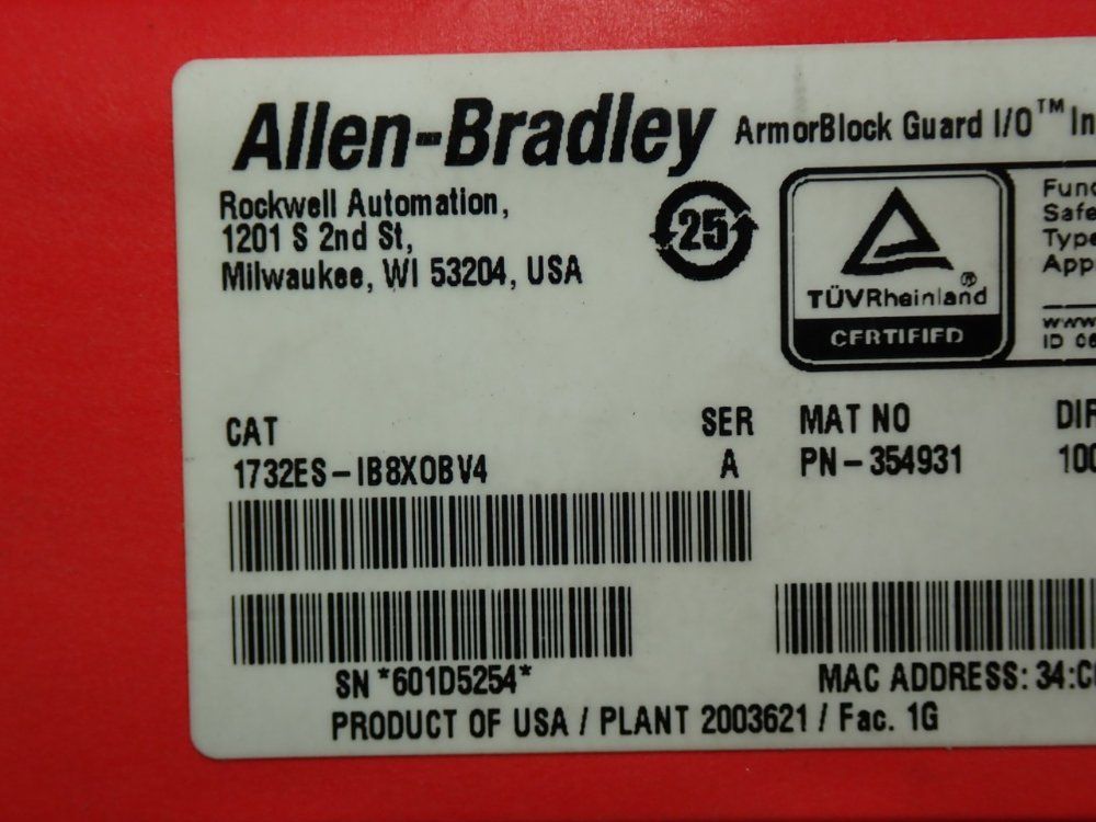 Allen Bradley Armorblock Ethernet/ip Safety Module - 1732es-ib8xobv4