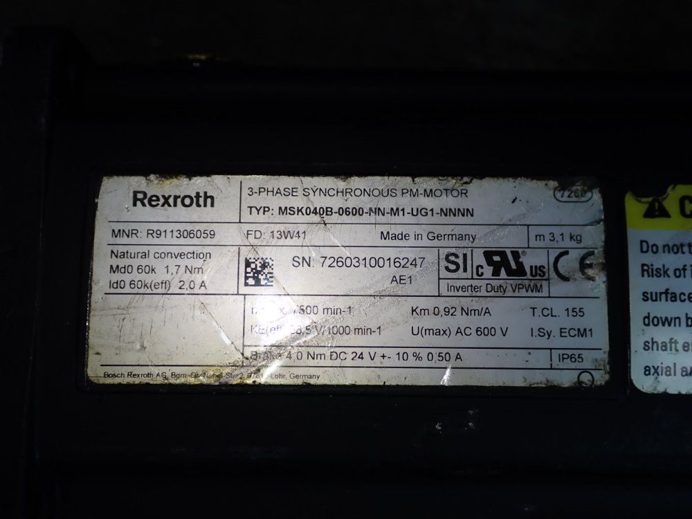 Rexroth Servo Motor - Msk040b-0600-nn-m1-ug1-nnnn
