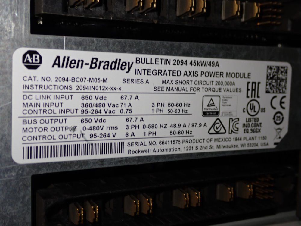 Allen-bradley Integrated Axis Power Module - 2094-bc07-m05-m