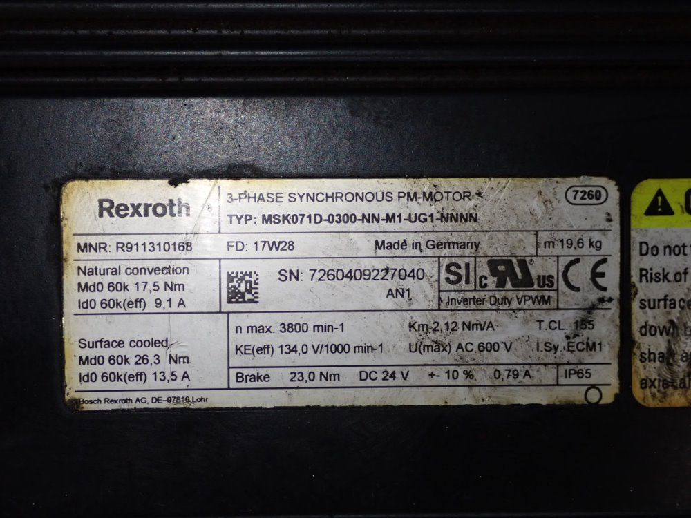 Rexroth Servo Motor - Msk071d-0300-nn-ug1-nnnn