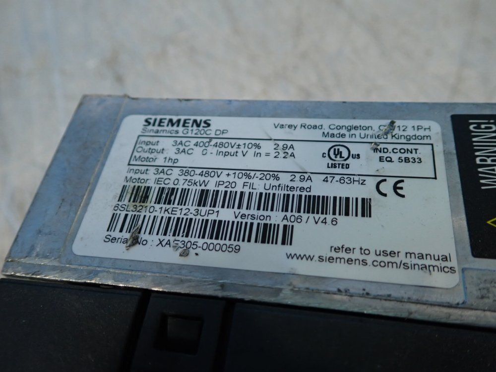 Siemens G120c Frequency Converter - 6sl3210-1ke12-3up1