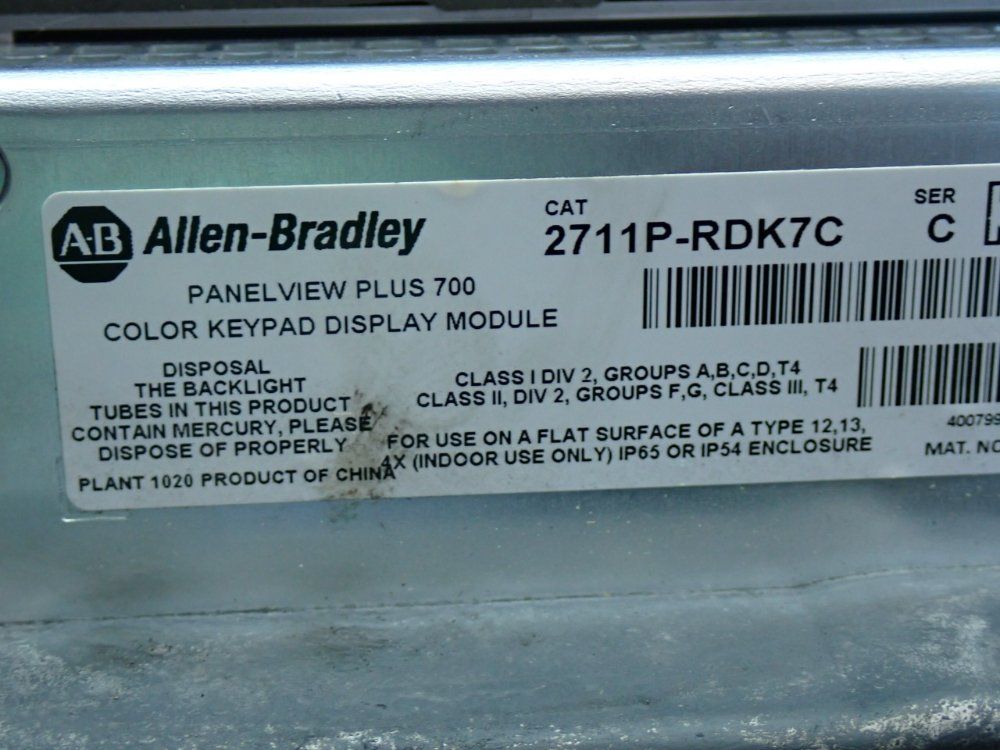 Allen Bradley 6.5 Inch Display Panelview Plus 700 Operator Interface Unit - 2711p-rdk7c