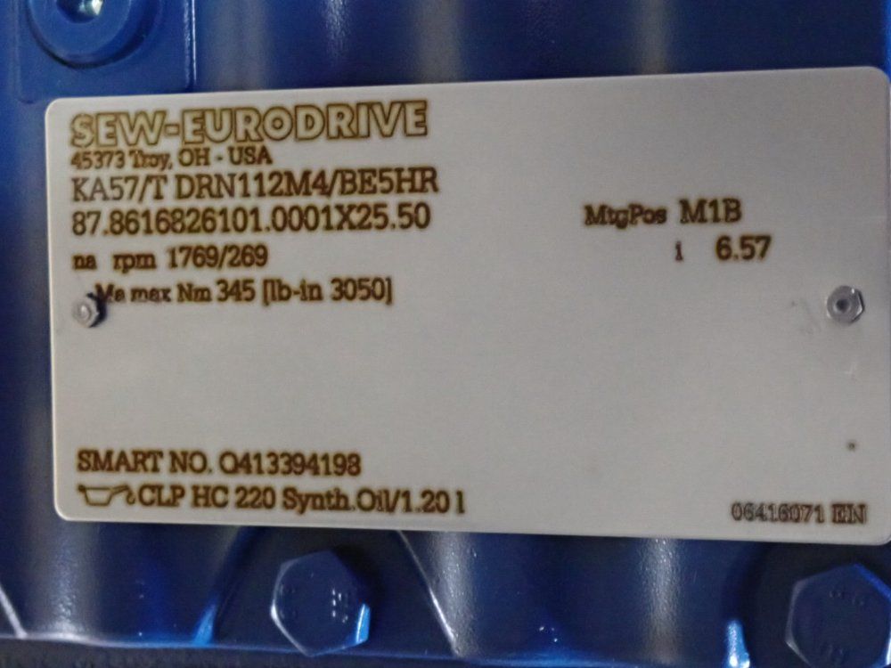 Sew-eurodrive 5.4 Hp Gear Drive - Ka57/tdrn112m4/be5hr