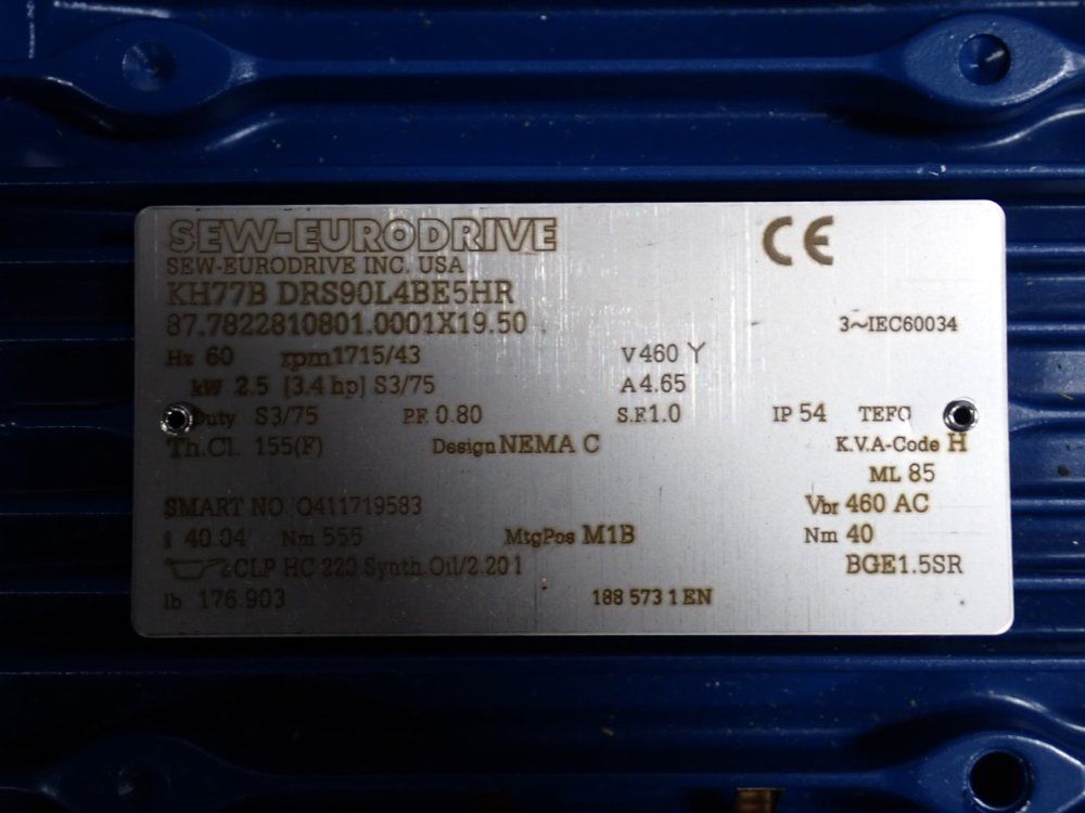 Sew 3.4 Hp Gear Drive - Ha77b Drs90l4be5hr