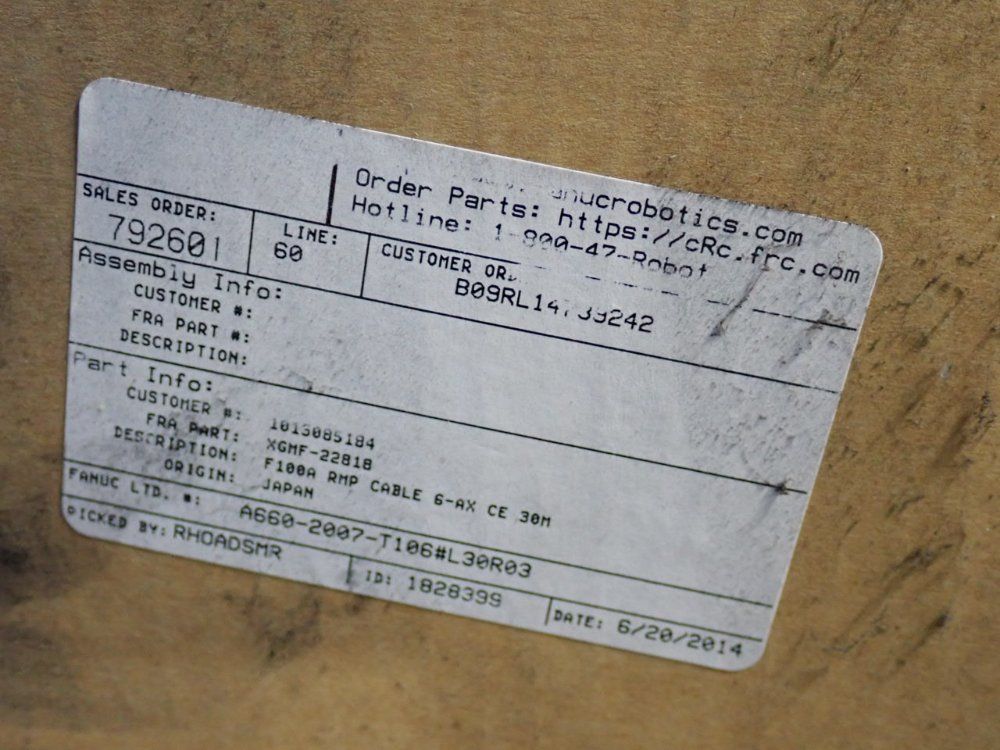 Fanuc 100 Amp Cable - A660-2007-7106#bor03