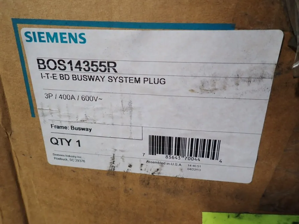 Siemens 250 Hp Busway Switch Plug - Bos14355r