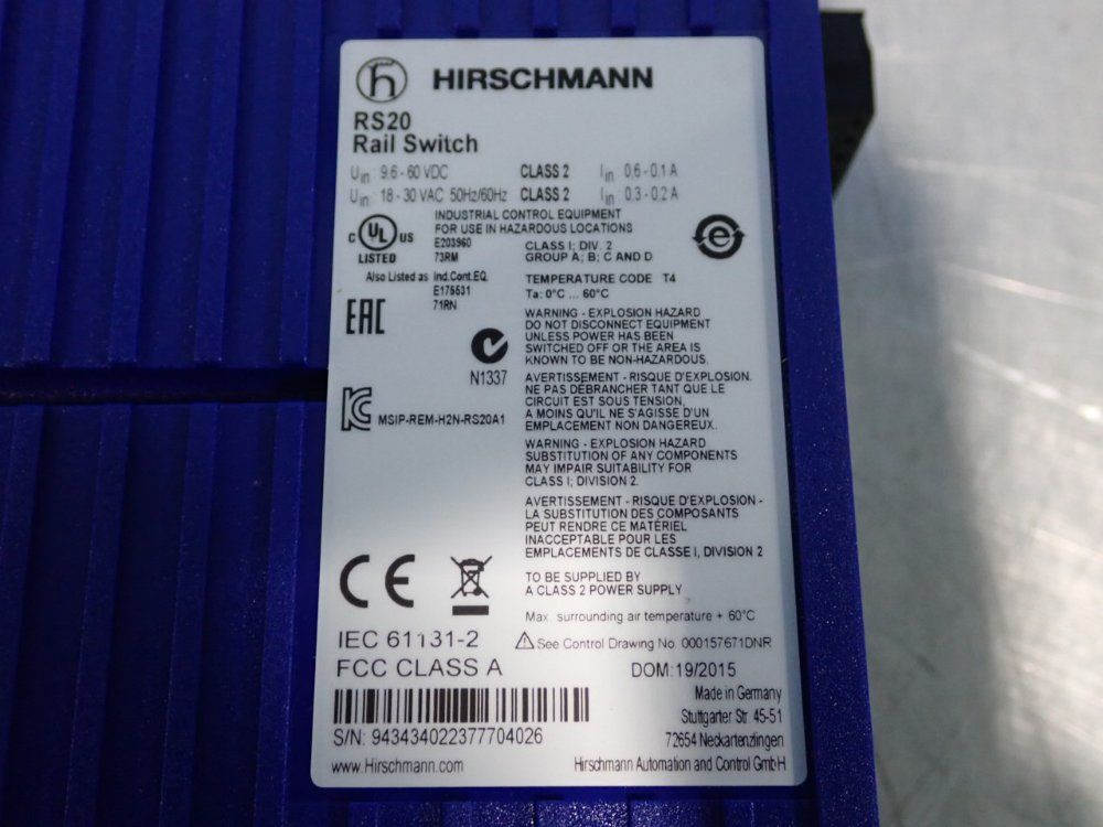 Hirschmann Rail Switch - Rs20-0800t1t1soaphh08.0.06
