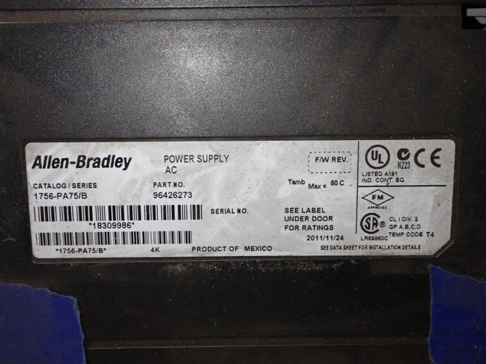 Allen Bradley Power Supply - 1756-pa75/b