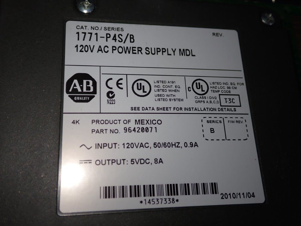 Allen Bradley Power Supply - 1771-p4s/b