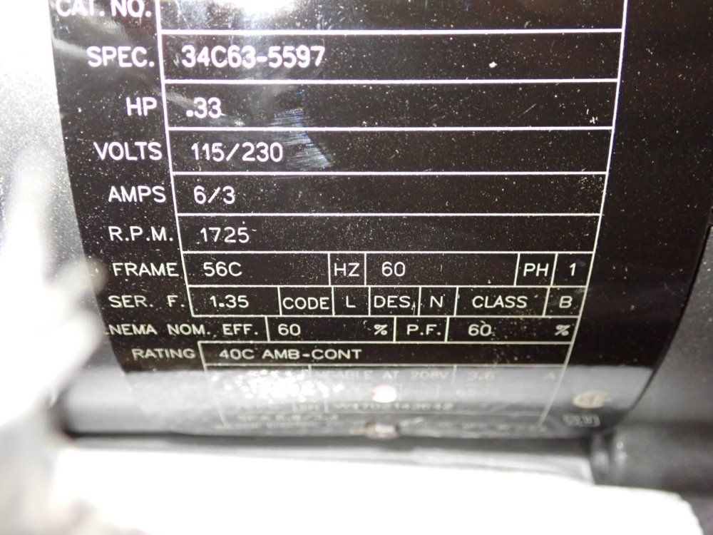 Baldor Reliance .33 Hp Motor - 34c63-5597