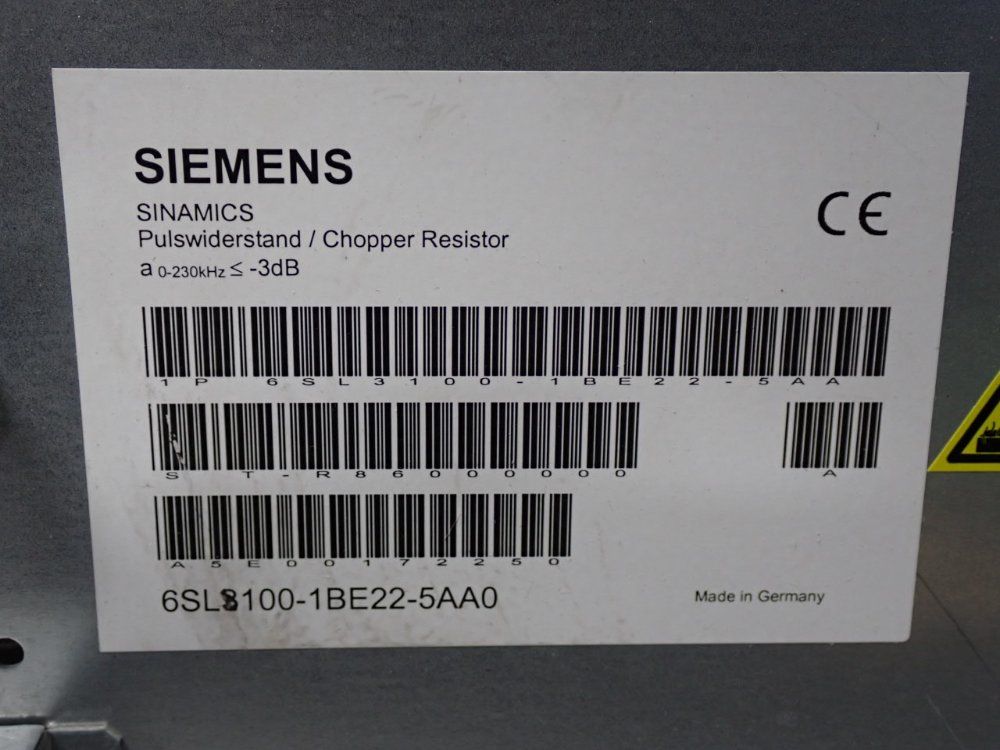 Siemens Chopper Resistor - 6sl3100-1be22-5aa0