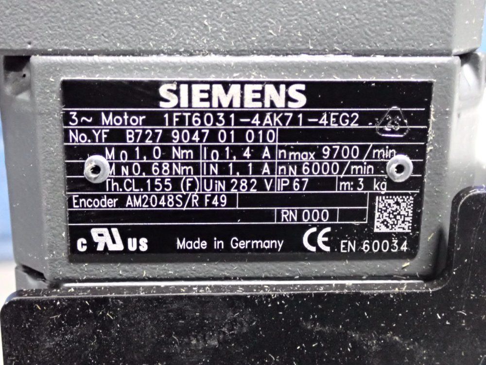 Siemens 9700 Rpm Servo Motor - 1ft6031-4ak71-4eg2