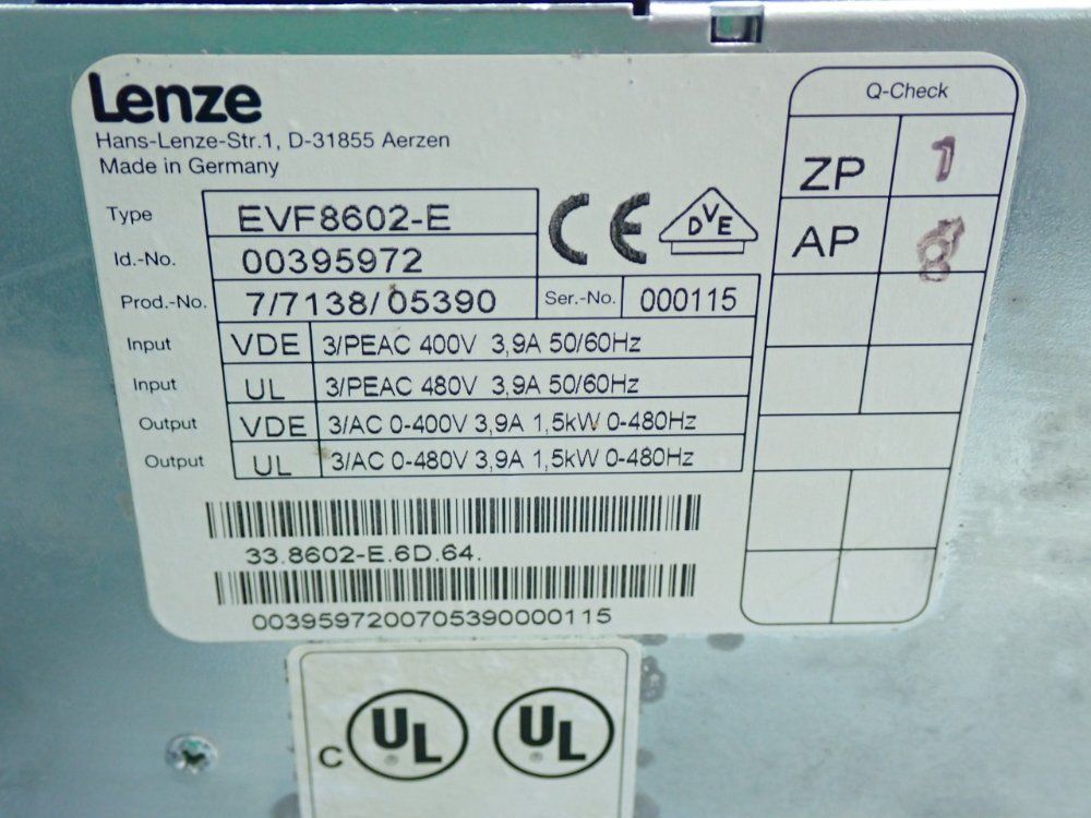 Lenze 8600-series Inverter Unit - Evf8602-e