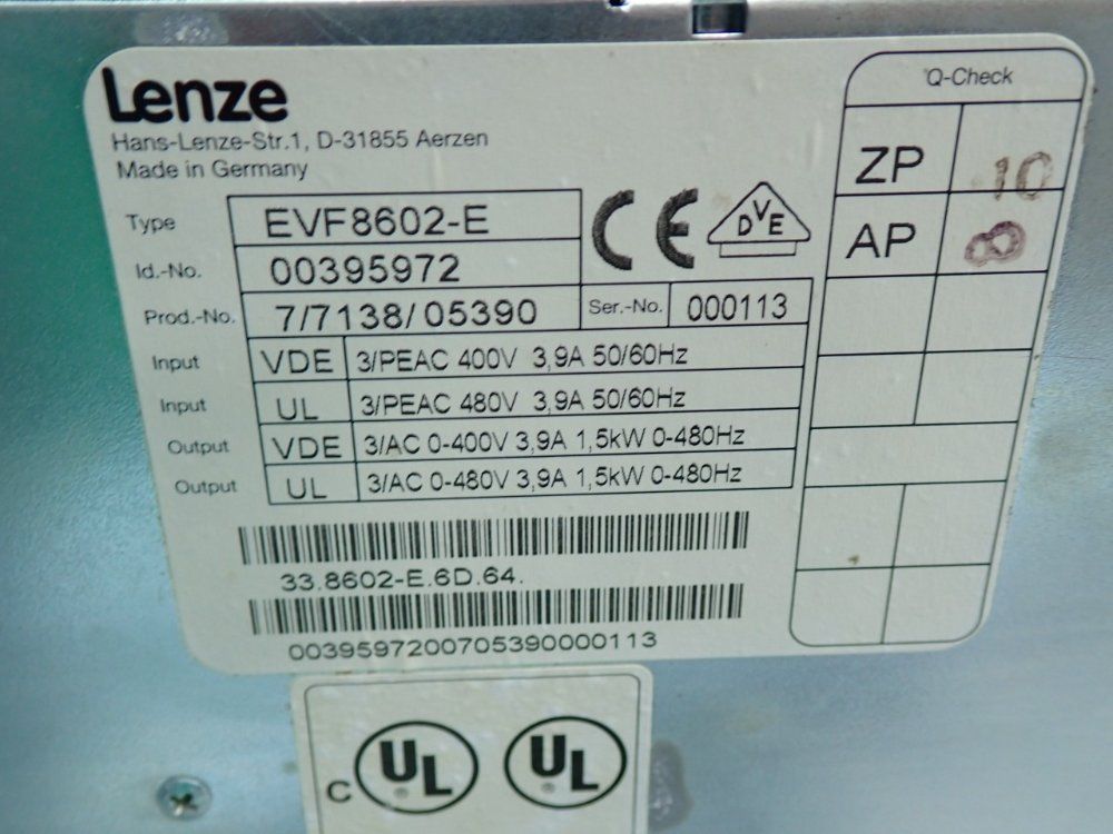 Lenze 8600-series Inverter Unit - Evf8602-e
