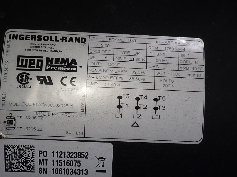 Ingersoll Rand 5 Hp Motor - To01f0x0n0000302515