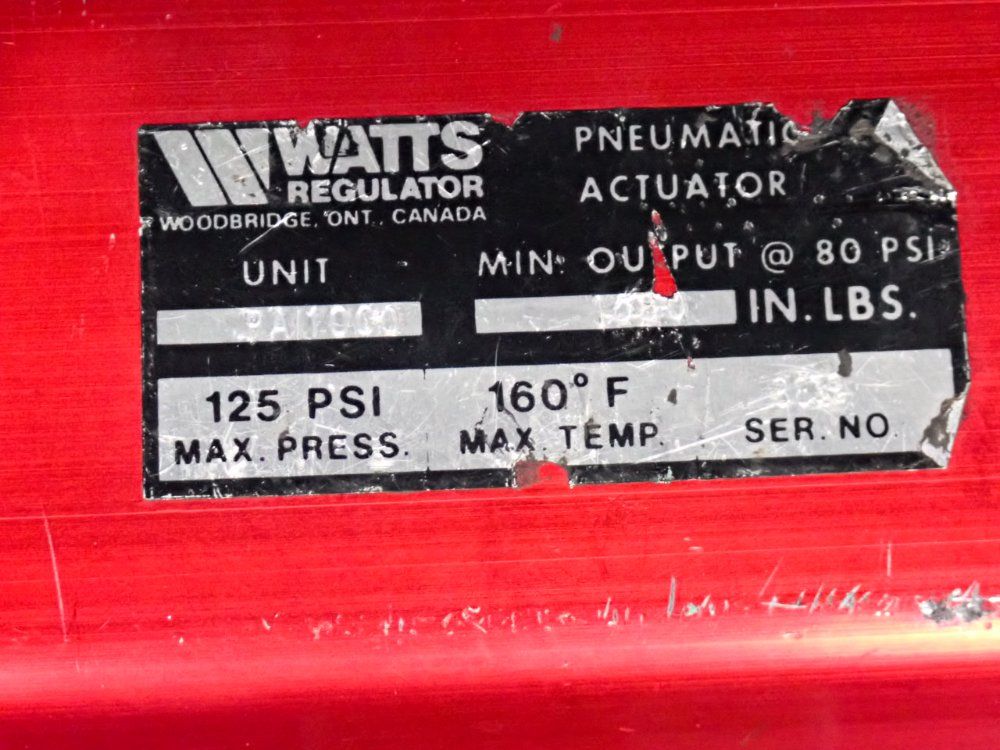 Watts Regulator 125 Psi Pneumatic Actuator