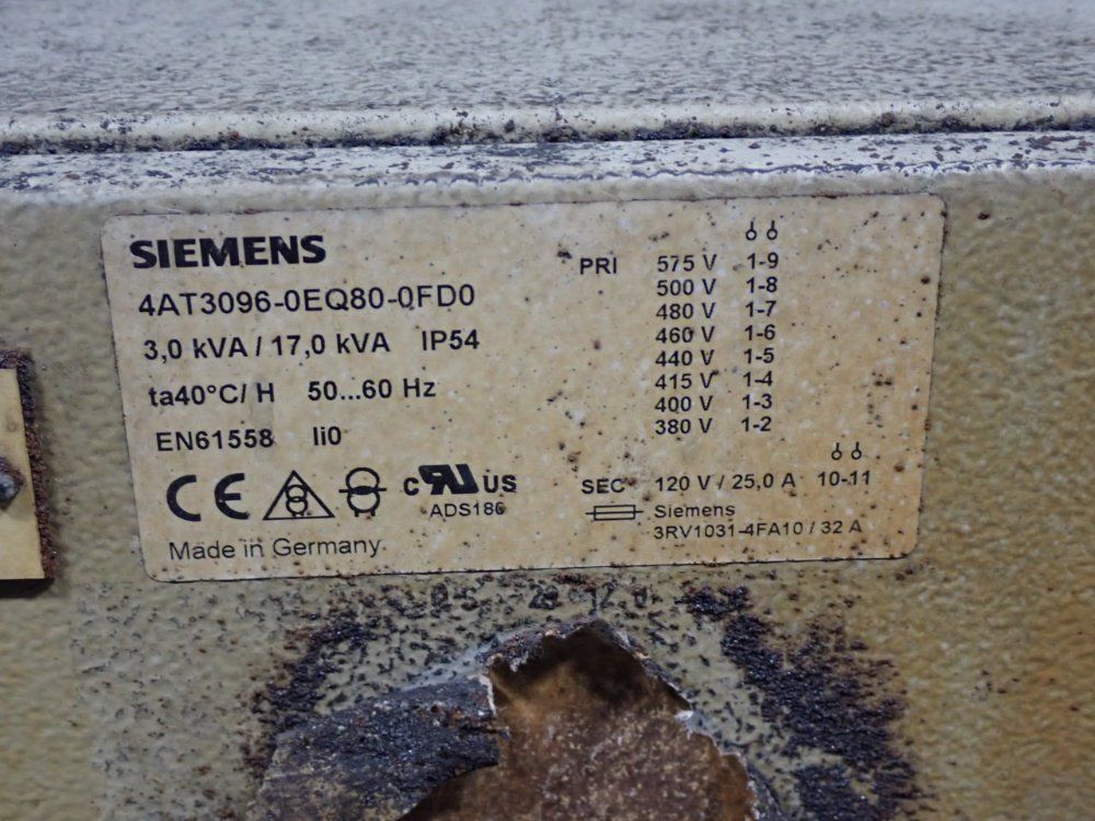 Siemens 3,0 Kva / 17,0 Kva Transformer - 4at3096-0eq80-0fd0