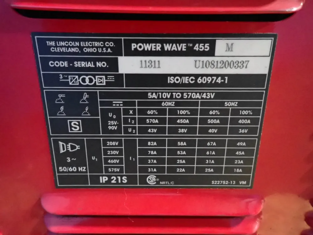 Lincoln Electric Company 455 Welder - Power Wave 455 M