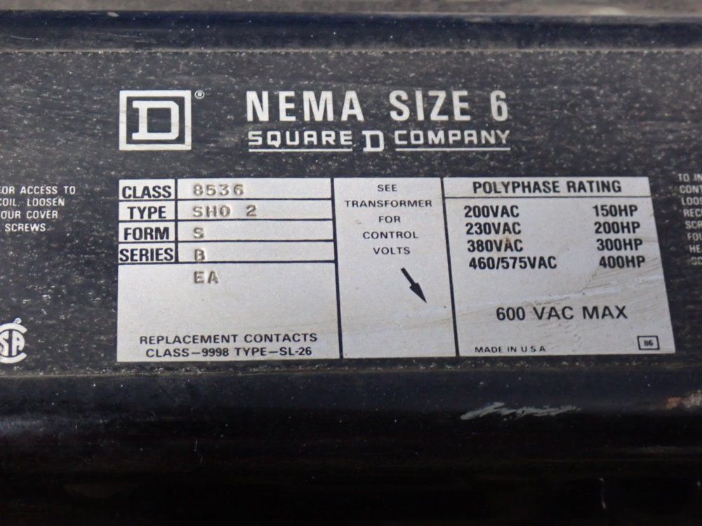 Square D 400 Hp Motor Starter - Sho-2