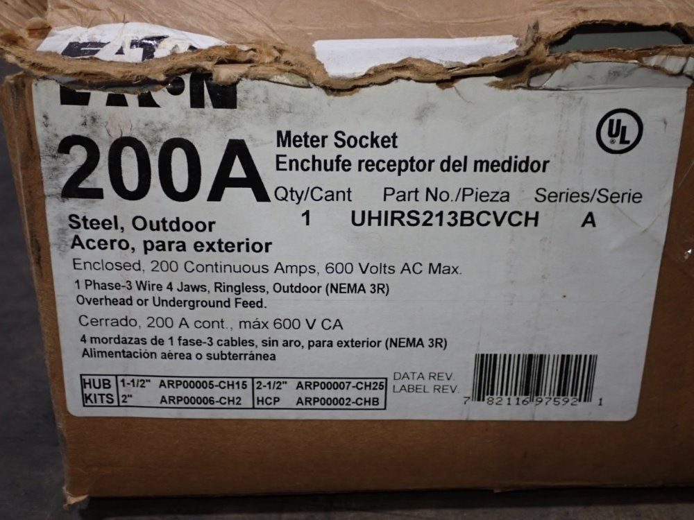 Eaton 200a Meter Socket - Uhirs213bcvch