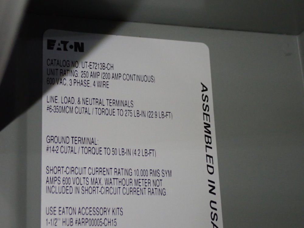Eaton 200 Amp Meter Socket - Ute7213bch