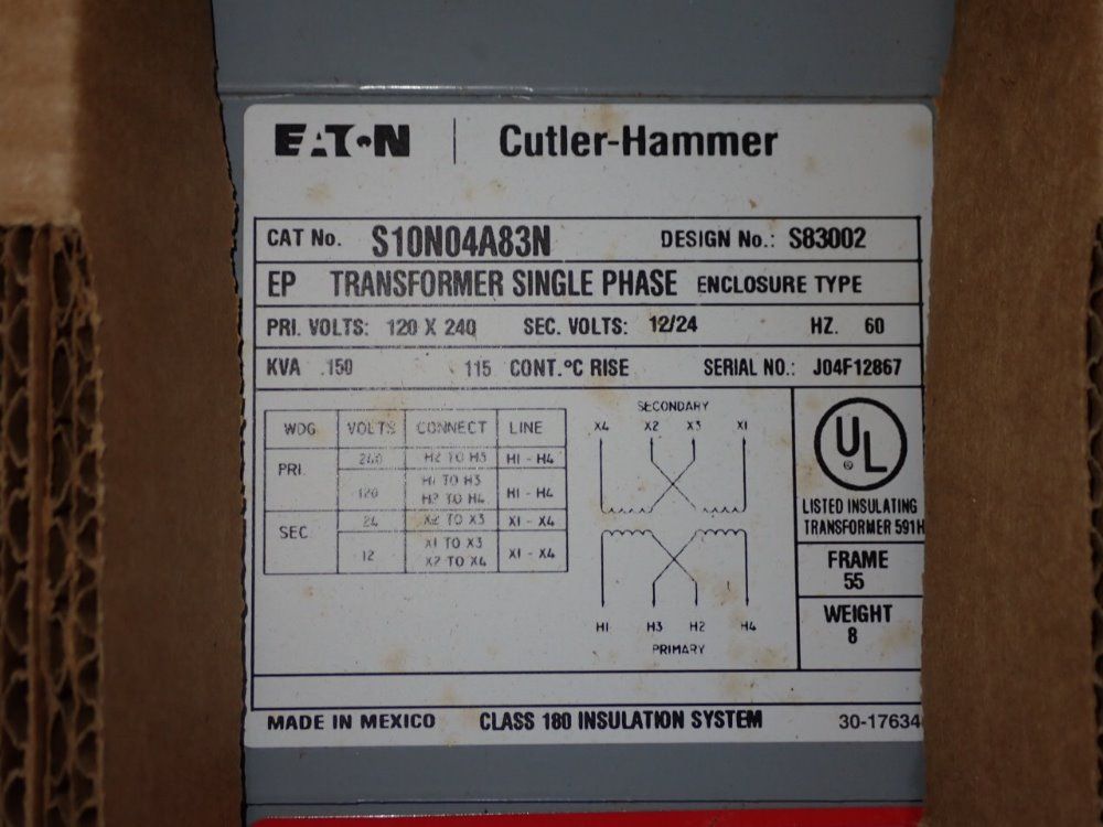 Eaton .150 Kva Transformer - S10n04a83n