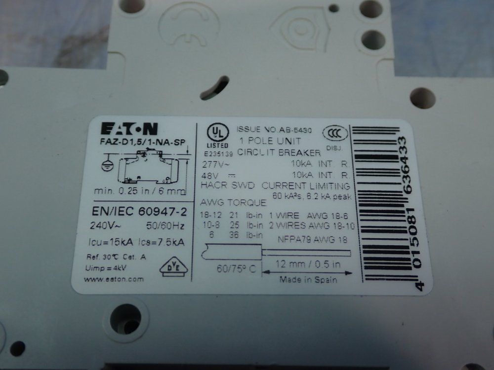 Eaton Circuit Breaker - Faz-d1,5/1-na-sp