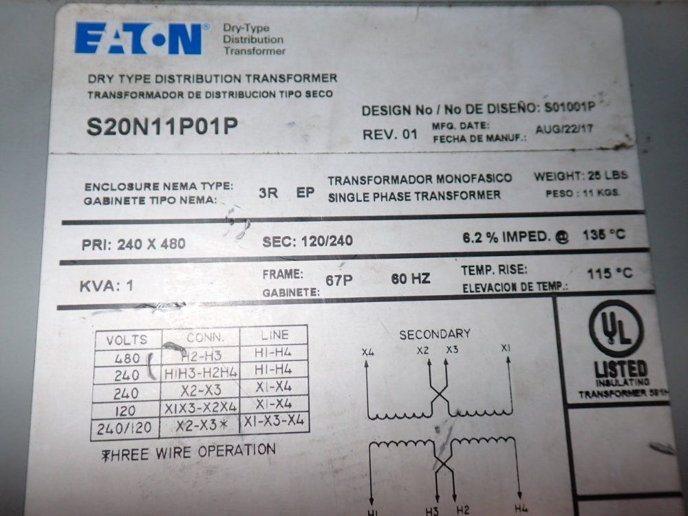 Eaton 1 Kva Transformer - S20n11p01p
