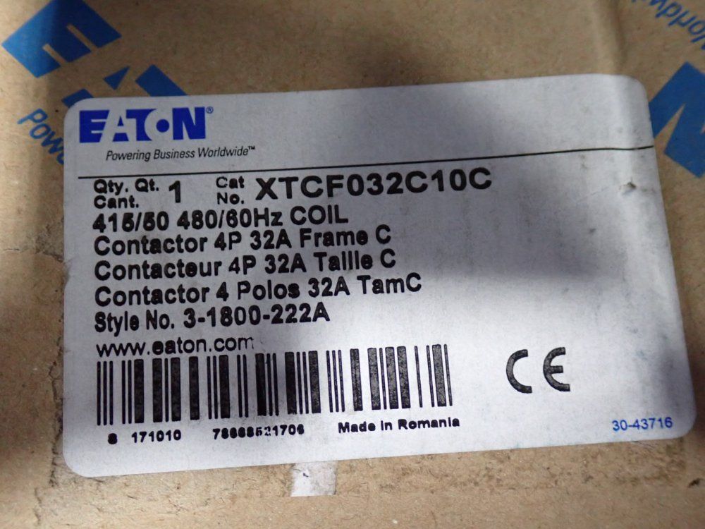 Eaton 32 Amp Contactor - Xtcf032c10c