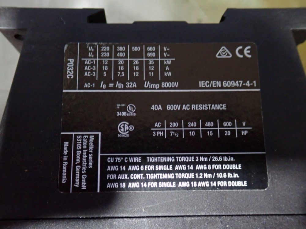 Eaton 32 Amp Contactor - Xtcf032c10c