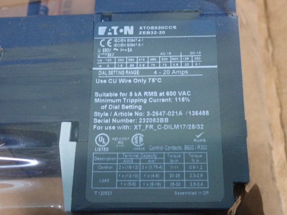 Eaton Electyronic Overload - Xtoe020ccs