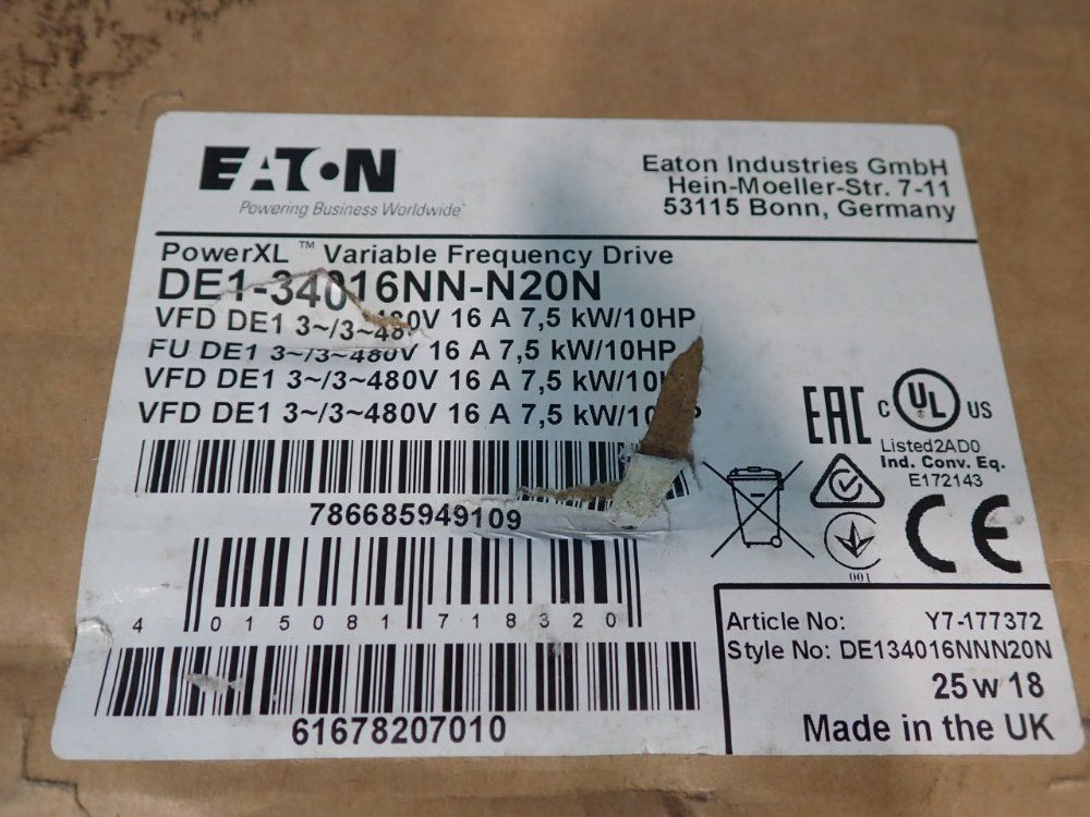 Eaton Variable Frequency Drive - De1-34016nn-n20n