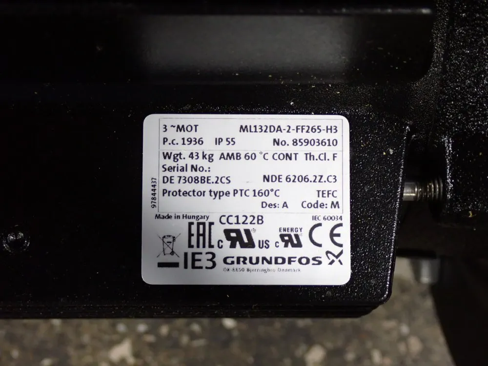 Grundfos Centrifugal Pump - Ml132da-2-ff265-h3