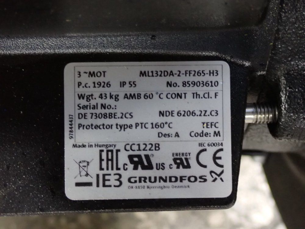 Grundfos Centrifugal Pump - Ml132da-2-ff265-h3