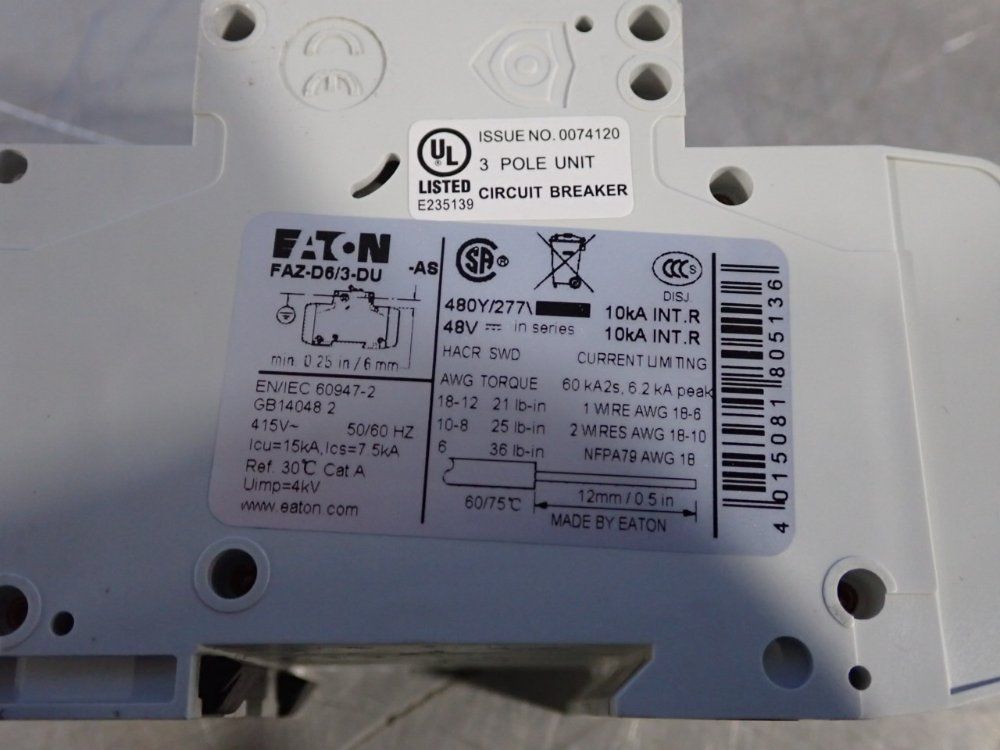 Eaton Circuit Breaker - Faz-d6/3-du