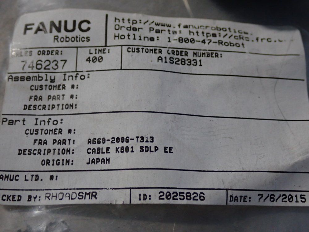 Fanuc Cable Assembly - A660-2006-t313