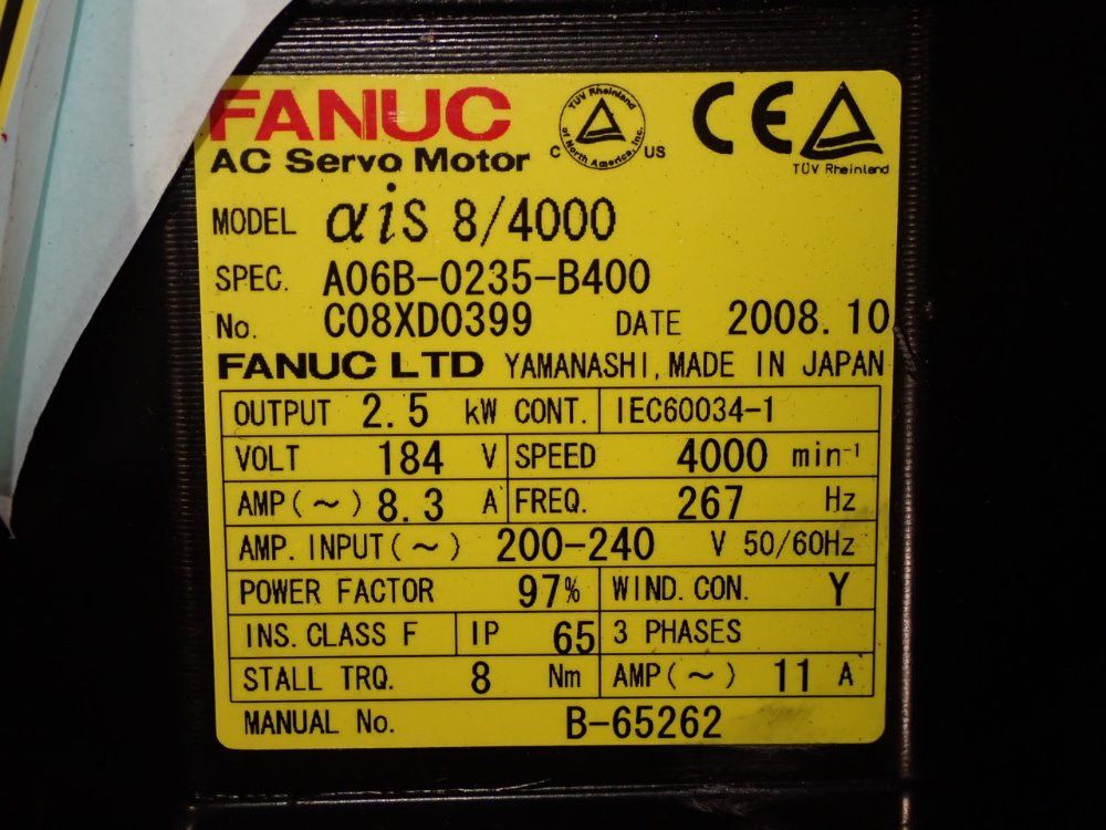 Fanuc 2.5 Kw Servo Motor - A06b-0235-b400