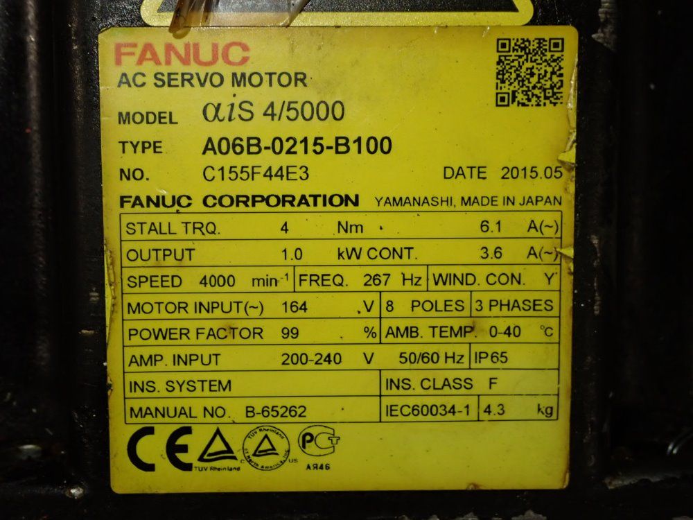 Fanuc 1 Kw Servo Motor - A06b-0215-b100