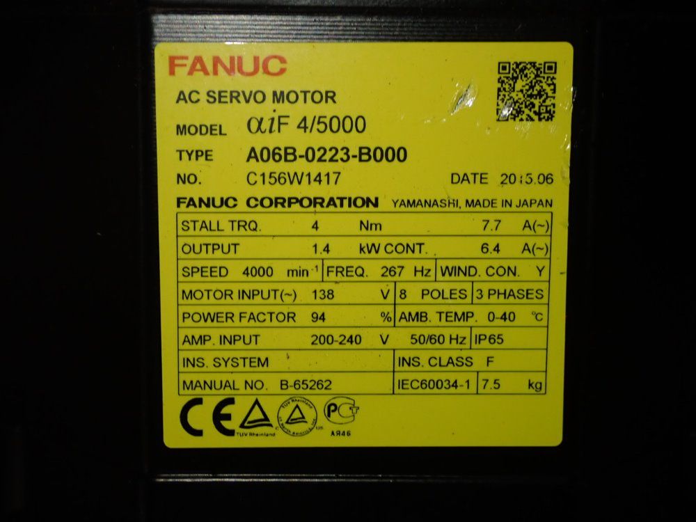 Fanuc 1.4 Kw Servo Motor - A06b-0223-b000