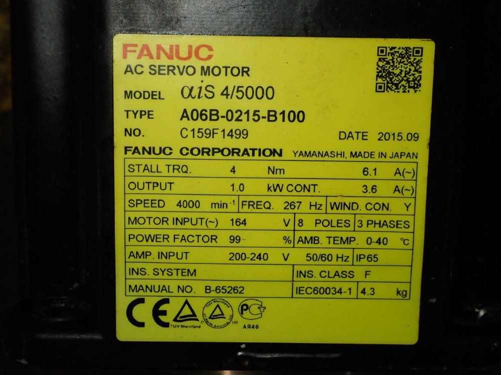 Fanuc 1 Kw Servo Motor - A06b-0215-b100