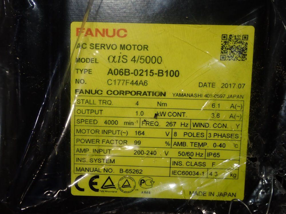 Fanuc 1 Kw Servo Motor - A06b-0215-b100