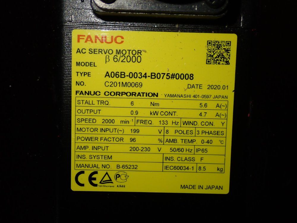 Fanuc 0.9 Kw Servo Motor - A06b-0034-b075#0008