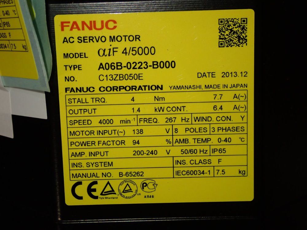Fanuc 1.4 Kw Servo Motor - A06b-0223-b000