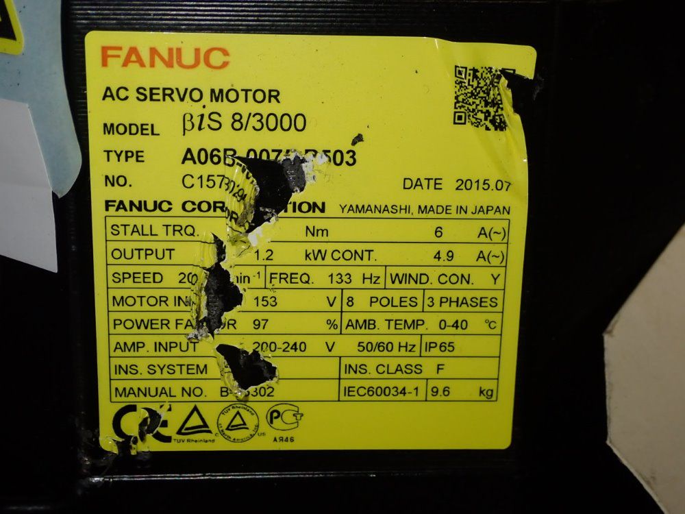 Fanuc 1.2 Kw Servo Motor - Bis 8/3000