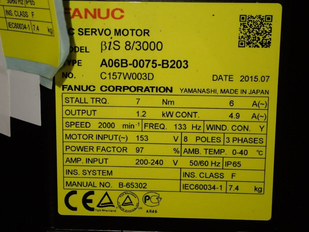 Fanuc 1.2 Kw Servo Motor - A06b-0075-b203